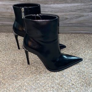 Zara black ankle bootie with Crystal accented heel